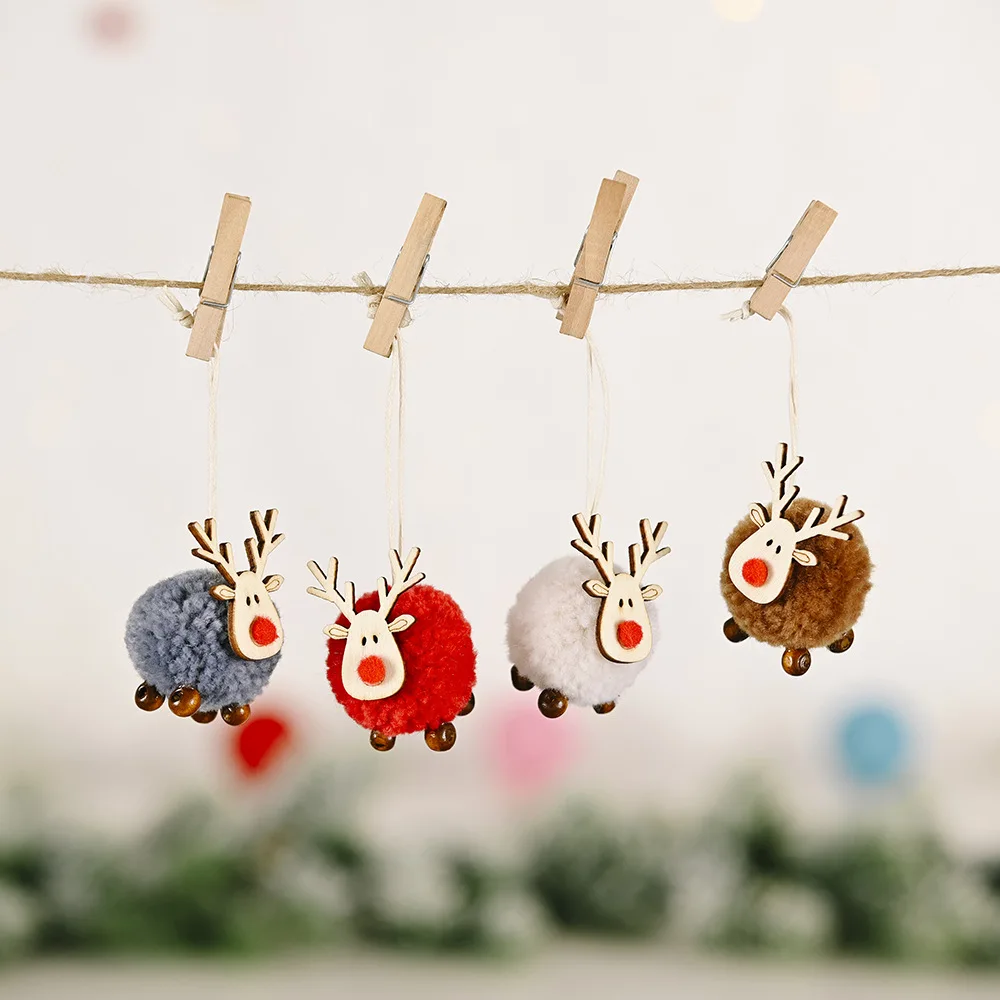 1pc Cute Cloth Plush Deer Pendant Christmas Tree Decor Hanging Ornaments Christmas Decoration Xmas 2022New Year Xmas Party Decor