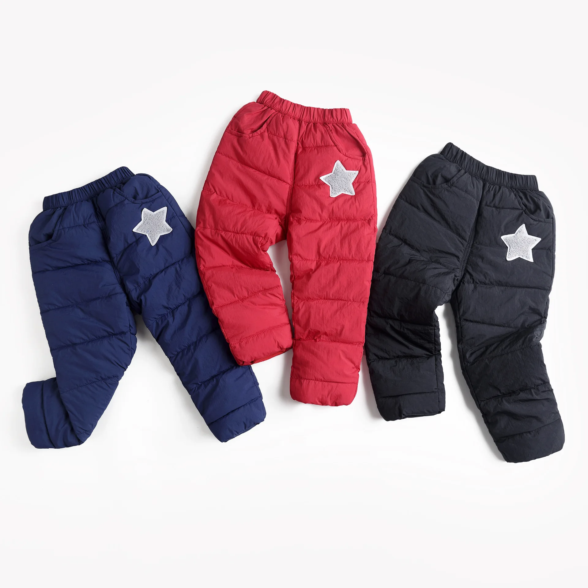 

2018 Winter Childrenswear Children down Feather Cotton-padded Trousers BOY'S Girls Babies' Trousers Thick plus Velvet Warm Outer