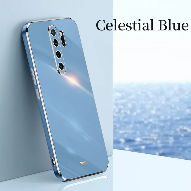 Plating Square Finger Ring Holder Phone Case On For Xiaomi Redmi Note 8 Pro 2021 New Note8 8pro Luxury Soft Silicone Stand Cover ZB Gray Blue