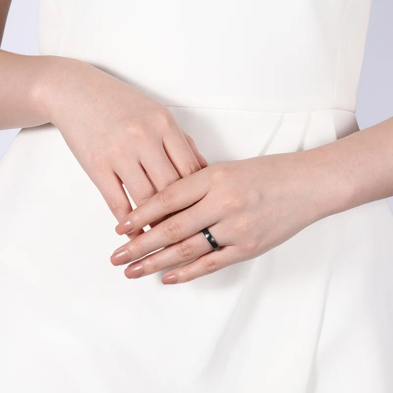 Ceramic Ring For Men And Women, Matte Black Engagement Ring_voghion.com