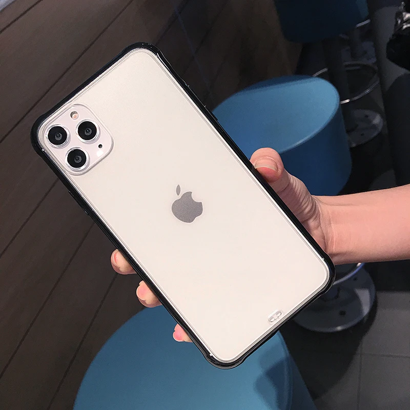 Противоударный матовый чехол для телефона iPhone 11 11Pro Max 6 6S 7 8 Plus X XS Max XR прозрачный жесткий защитный чехол-накладка - Цвет: Черный