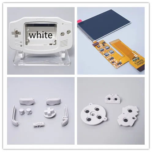 GBA ips lcd V2 комплект и Модифицированная оболочка для игры мальчик ADVACNE GBA V2 с режущей оболочкой - Цвет: WHITE GBA KIT