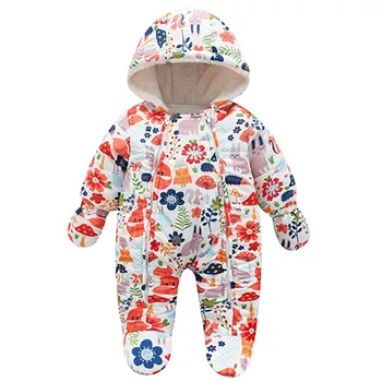 

Newborn Infant Jumpsuit Baby Girl Boy Floral Ruffle Bear Romper Playsuit Outfits Cotton Pluse Warm Winter Rompers For Baby Girl