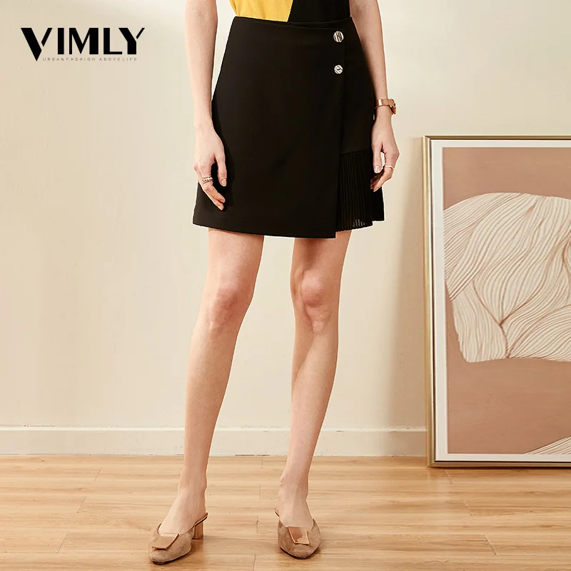 Яркая элегантная женская черная мини-юбка с высокой талией Офисная Женская юбка