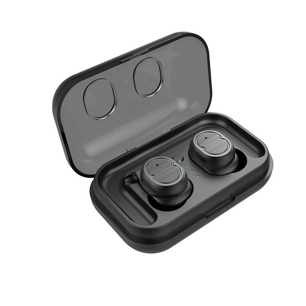 TWS отпечатков пальцев сенсорные Bluetooth наушники, HD стерео беспроводные наушники, шумоподавление игровая Спортивная гарнитура для iphone - Цвет: Черный