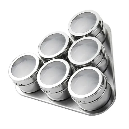 6pcs-set Кухонная банка для приправ из нержавеющей стали для домашнего барбекю, солонка, магнитная коробка для приправ для порошка LL1029959 - Цвет: 6pcs-set