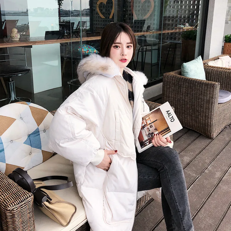 

Photo Shoot Main Push 2018 Winter New Style Korean-style over-the-Knee Long Thick Model Warm Fur down Coat Women's