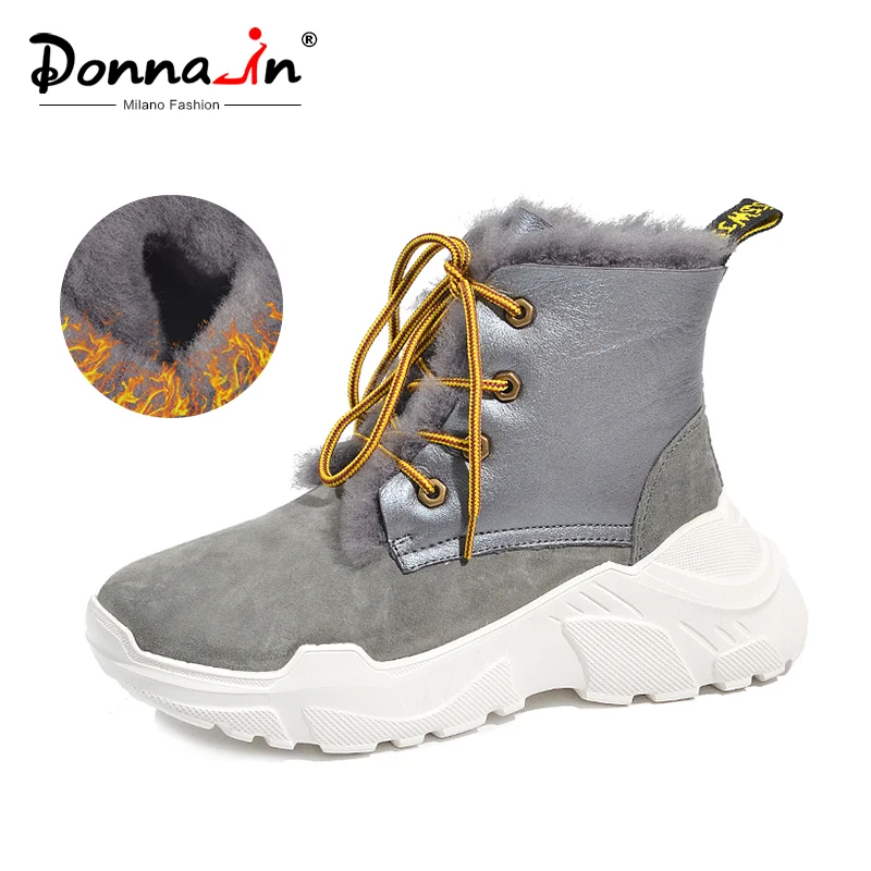 Donna-in/зимние женские ботинки из натуральной кожи; зимние ботинки на меху из овечьей шерсти; Модные ботильоны на шнуровке; женская обувь на вы... Donna-in/зимние женские ботинки из натуральной кожи; зимние ботинки на меху из овечьей шерсти; Модные ботильоны на шнуровке; женская обувь на вы...