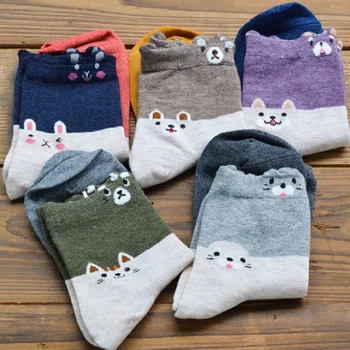 

Autumn and winter new cute little animal lady cotton socks small white rabbit stereo female socks in tube socks wholesale