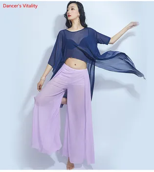 

New Belly Dance Wear Dance Practice Costume Set Women Half Sleeve Top Pants Oriental Dance Beginners Training Clothing 2 Styles
