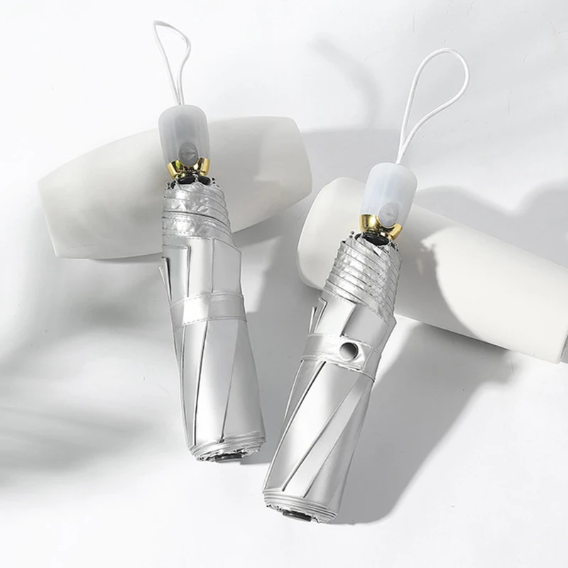 

New Full Automatic Umbrella Ms. Titanium Silver UV Sunscreen Umbrella Tri-Fold Umbrella Umbrella 8K Windproof Travel Umbrella
