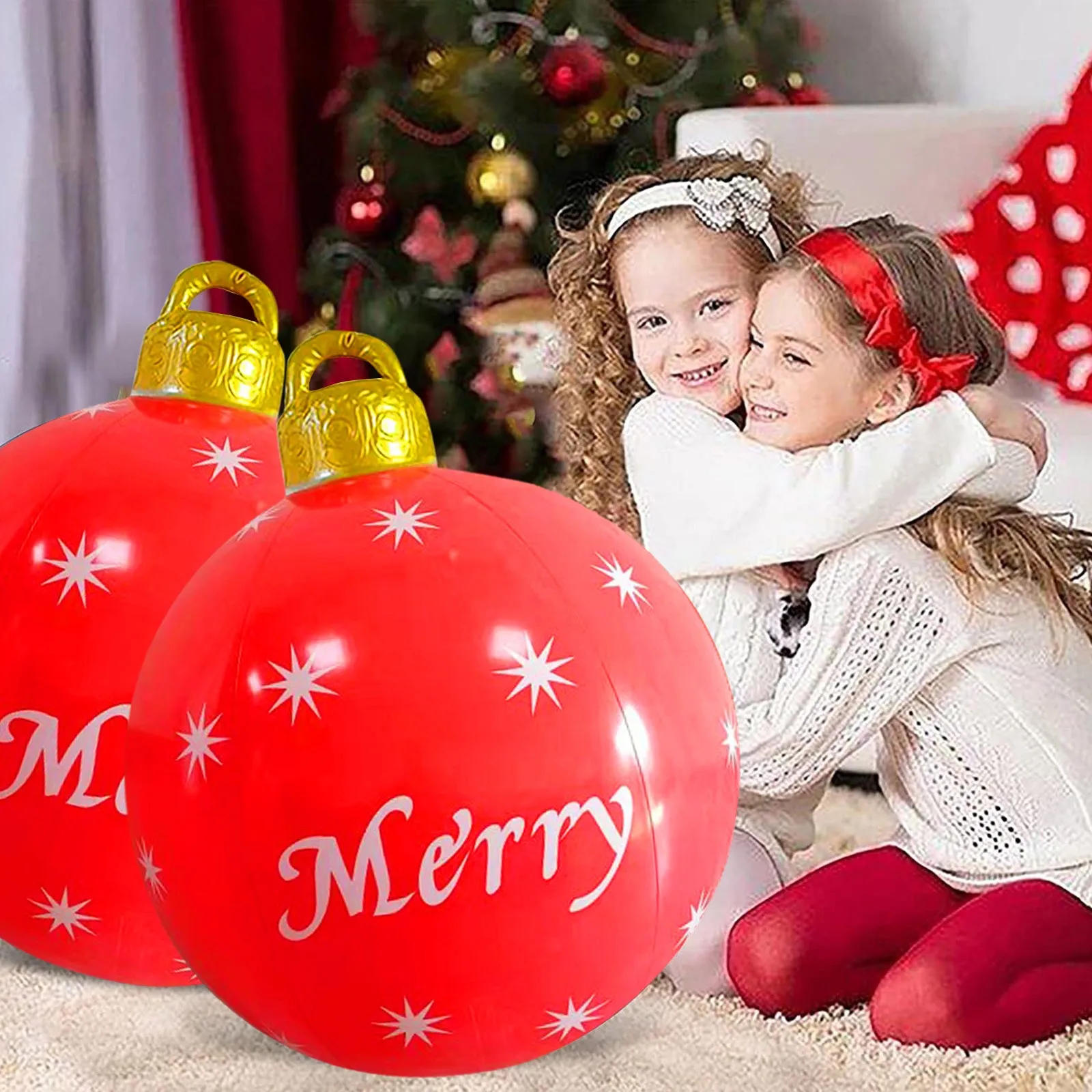 Christmas Santa Claus Gift Balls Xmas Ornaments 23.6Inch Outdoor Atmosphere PVC Inflatable Toys новый год 2022 | Дом и сад