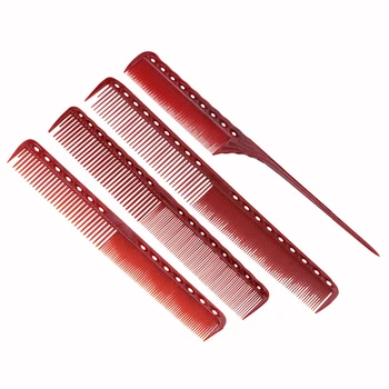 

4Pcs/Set Anti-Static Red Hairdressing Comb Detangling Platic Straightening Comb Barber Hair Different Design Combs Set