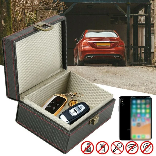 Boîte de sécurité pour clé de voiture sans clé, Faraday Cage Protection Keyless  Go Box PU Boîte antivol Bloquer le signal RFID et NFC du porte-clés Fob 