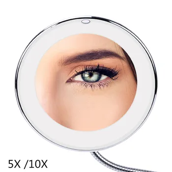 

2020 Women Makeup Mirror 360 Degree Rotation LED Light 5X /10X Folding Magnification Cosmetic Folding Makeup Bathroom mirror