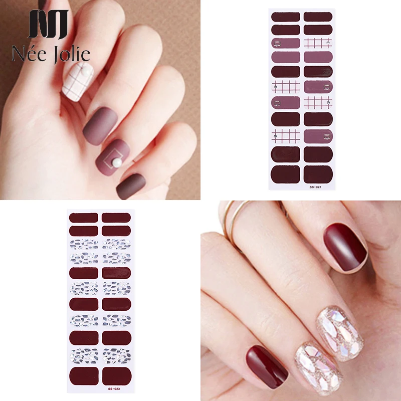

22Pcs/ Sheet Nail Wraps Mixed Patterns Full Cover Nails Adhesive Transfer Stickers Colorful Easy Wear Nail Art Decoration Desi