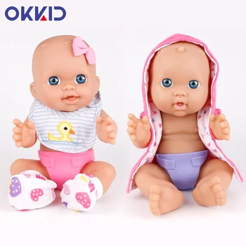 

OKKID 13 Inch Newborn Shower Toddler Bebe Doll Limb Can Move Simulation Reborn Silicone Vinyl 33cm Baby Doll Bath Toys For Girls