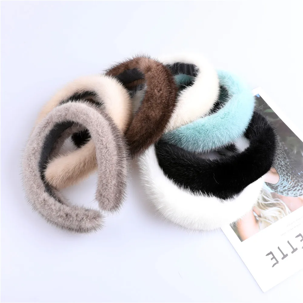 2022 Women's luxury winter 100% mink fur headband high quality real fur hair band lady fashion hair hoop highend quality women s genuine 100% real sable fur knitted scarf natural mink fur scarves lady fahion winter wraps girls scarf