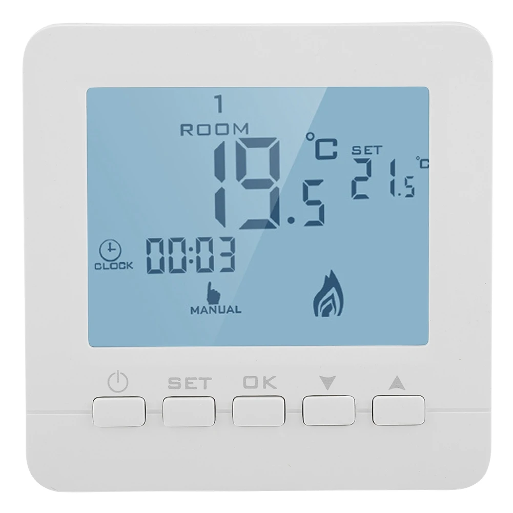 Programmable Floor Heating Thermostat Digital LCD Display Smart Anti Jamming Temperature Controller 5A