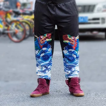 

Men's autumn winter casual pants new large size printing trend trousers