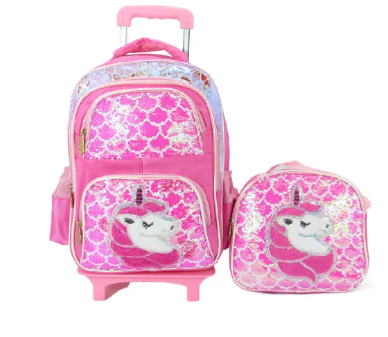 Mochilas escolares con lentejuelas para niños, mochila con ruedas, conjunto de carrito escolar con bolsa para almuerzo|Mochilas escolares| - AliExpress