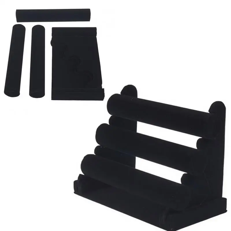 New Detachable Black Velvet Jewelry Selling Display Stand Holder Bracelet Chain Bangle Watch Rack Chain Rack Organizer 1