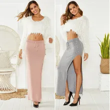 Зима новая шерстяная юбка с разрезом длинная юбка макси vadim