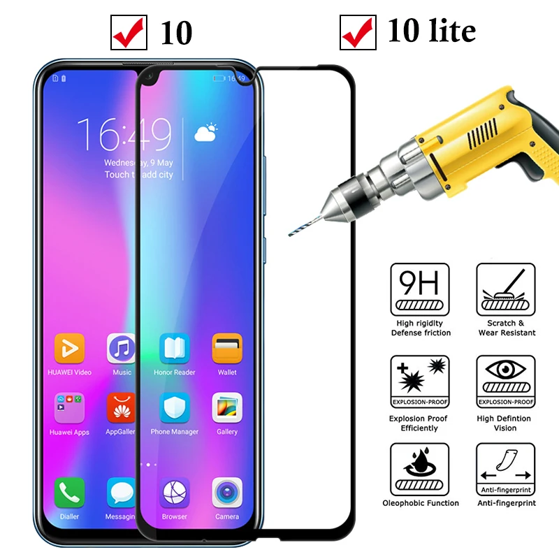 Защитное стекло для huawei honor 10 lite Защитная пленка экрана light lite10 закаленное huaway honer