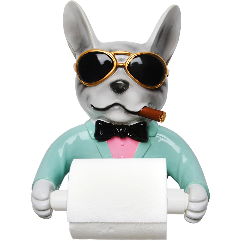 Goede Grijze Hond Toiletrolhouder Wc Hygiëne Hars Lade Gratis Punch Hand Tissue Doos Huishoudelijke Papieren Handdoek Houder Reel Spool apparaat