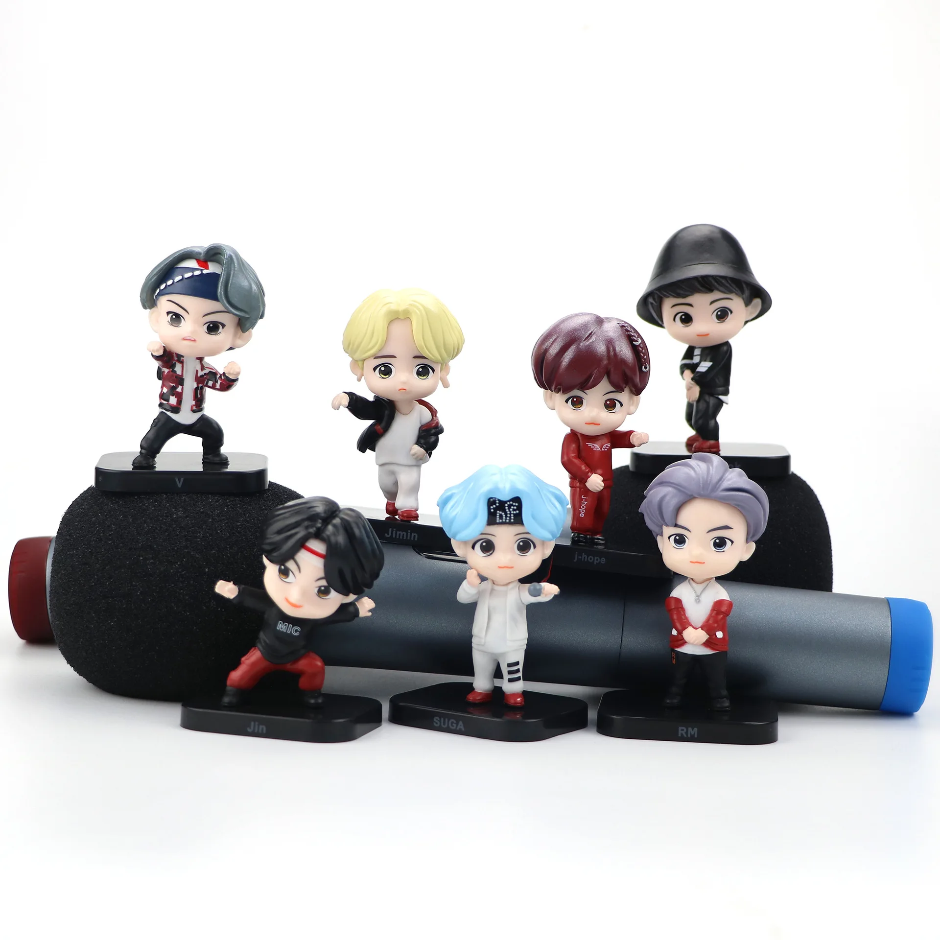 Betwin360 Tv Figurines Jeux Et Jouets Version 2 K Pop Bts Mini Figurine 7pcs Figurines Bangtan Boys Gateau Cake Topper Mini Figurine Jouet Pvc Jouet Boys Personnages Figure Jouets Pour Enfants