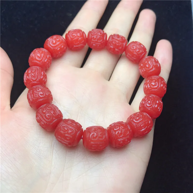 

Hot Selling Red Pattern Natural Bangle Charm Jewellery Women's Hand-Carved Bracelet for Women Men Fashion Accessories