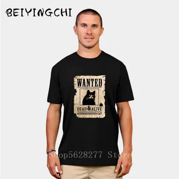 

100% Cotton Schrodinger ' s Cat T shirt men Wanted Dead And Alive Distressed Big Bang Theory mens Tshirt Schrodinger's Cat shitr