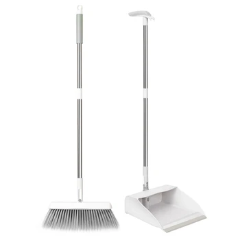 

Practical Folding Standing Broom Dustpan Set Windproof Rotatable Windproof Floor Cleaning Tool Durable Swivel Broom Home Devices