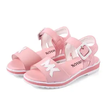 

Sandals for Girls Summer Kids Letter Sandals Baby Soft Leather Girls Princess Shoes Children Student Beach Sandals
