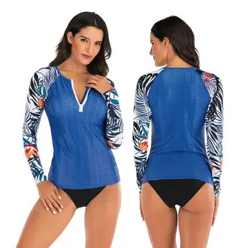 

Long Sleeves two Piece Swimsuit for Women Rash Guard Floral Print Surfing Rashguard Swimwear beach Bathing Suit maillot de bain