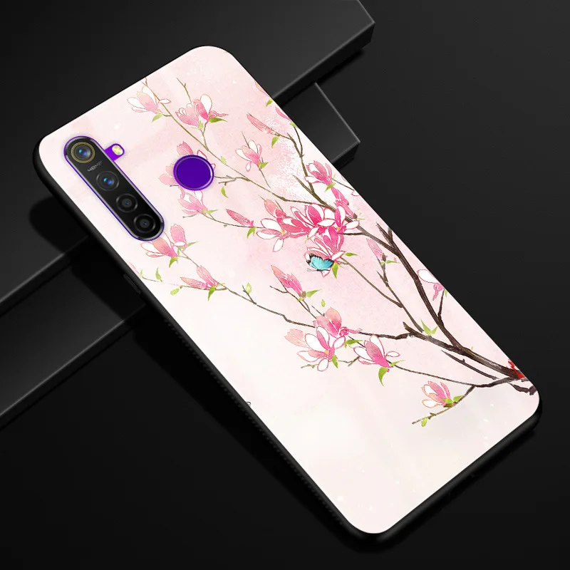 Для OPPO Realme 5 Pro Чехол оргстекло PC чехол для телефона черный ТПУ бампер чехол для OPPO Realme 5 Pro 5Pro Realme Q закаленный чехол