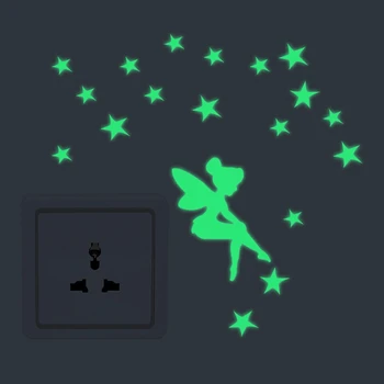 

Fairy Girl Glow in the Dark Switch Cover Wall Sticker Mordern Peel DIY Luminous Vinyl Mural Decor Home Wall Stickers for Kids