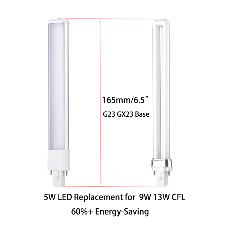 1 шт. G23/GX23 PLS Светодиодная лампа 5 Вт 6 Вт 7 Вт led PL светильник с яркой вилкой Светодиодная лампа CE RoHS сменный CFL светильник для модификации с полным отслеживанием