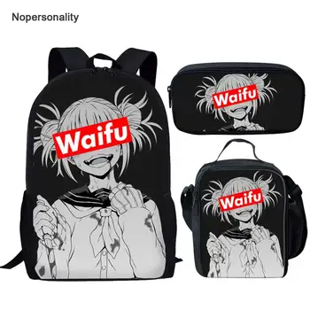 

Nopersonlity Sugoi Senpai Anime Waifu Bagpack Set for Kids Japanese Anime School Backopack Black Children Boys Girls Backbags