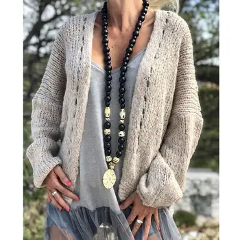 

Women Cardigans Sweater V Neck Solid Loose Knitwear Open Stitch Long Sleeve Casual Knit Cardigan Winter Jacket