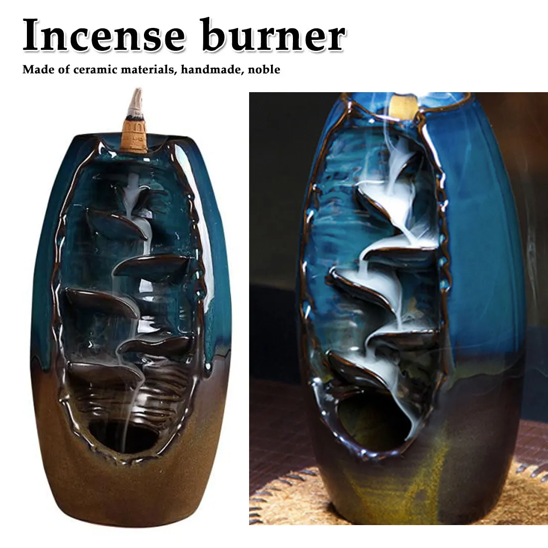 

Ceramic Backflow Incense Burner Waterfall Smoke Incense Holder for Living Room Decorations Aromatherapy Diffusers Ornament