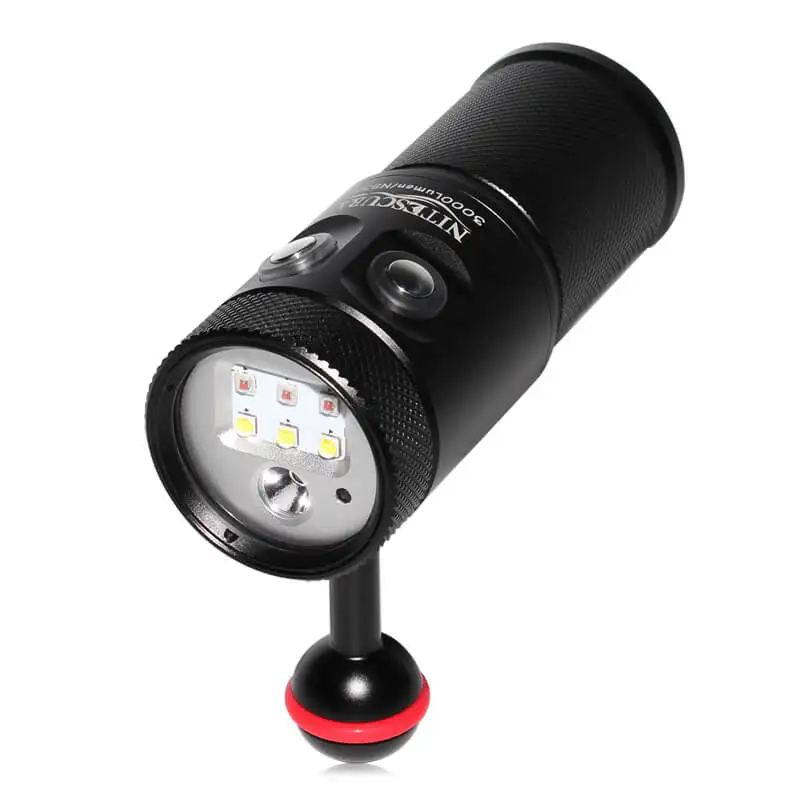 Nitescuba NS30 автоотключение фокус светильник видео Светильник 3000 люмен с красным и УФ-светильник