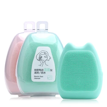 

Cute Cat Design Silicone Facial Cleansing Brush For Oil-control Remove Blackheads Shrinking Pores Battery Face Washing Brush