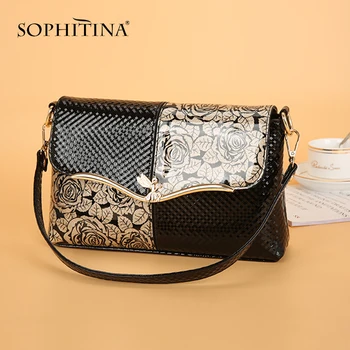 

SOPHITINA Fashion Messenger Bags Women Zipper Hasp Envelope Flap Pocket Plant Pattern Shoulder Bags Versatile Women's Bags E86