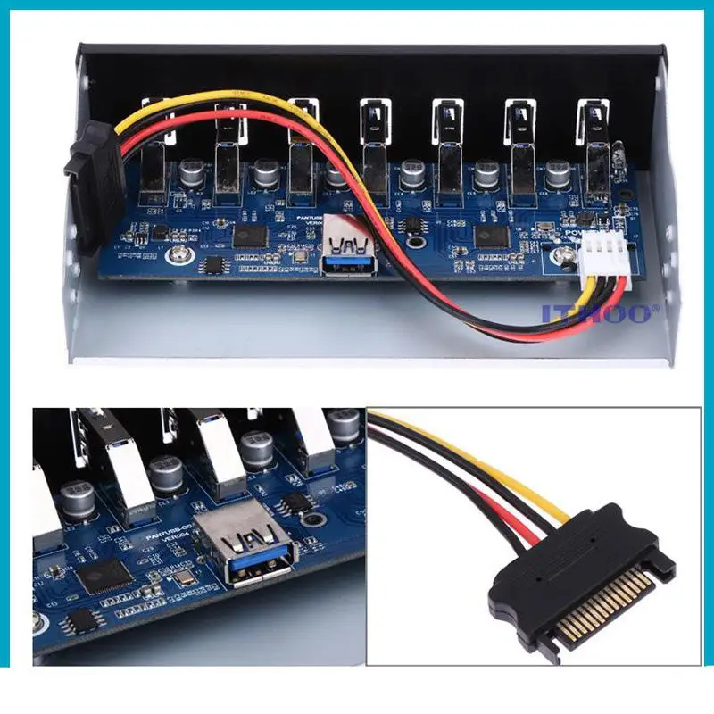 5.25inch USB3.0/USB2.0 7 Port HUB 19PIN Plastic Fast Charge Optical Drive Panel R20