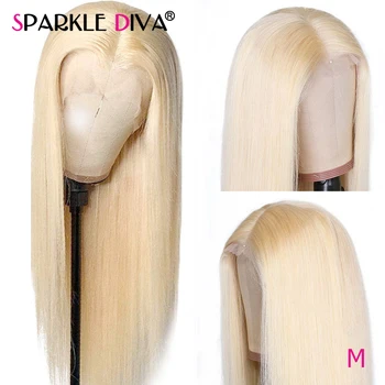 

613 Blonde Lace Front Wig Brazilian Straight Human Hair Wigs For Women Middle Part 13*1 Lace Front Wig 613 Honey Blonde Remy