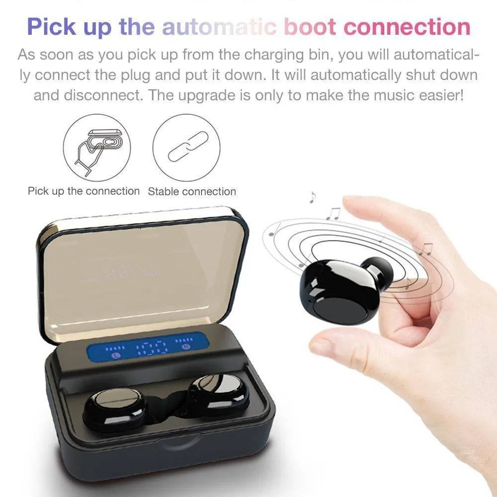 TWS Fingerprint Touch Bluetooth Earphones HD Stereo Wireless Earbuds Noise Cancelling Gaming Headset Bluetooth Earbuds
