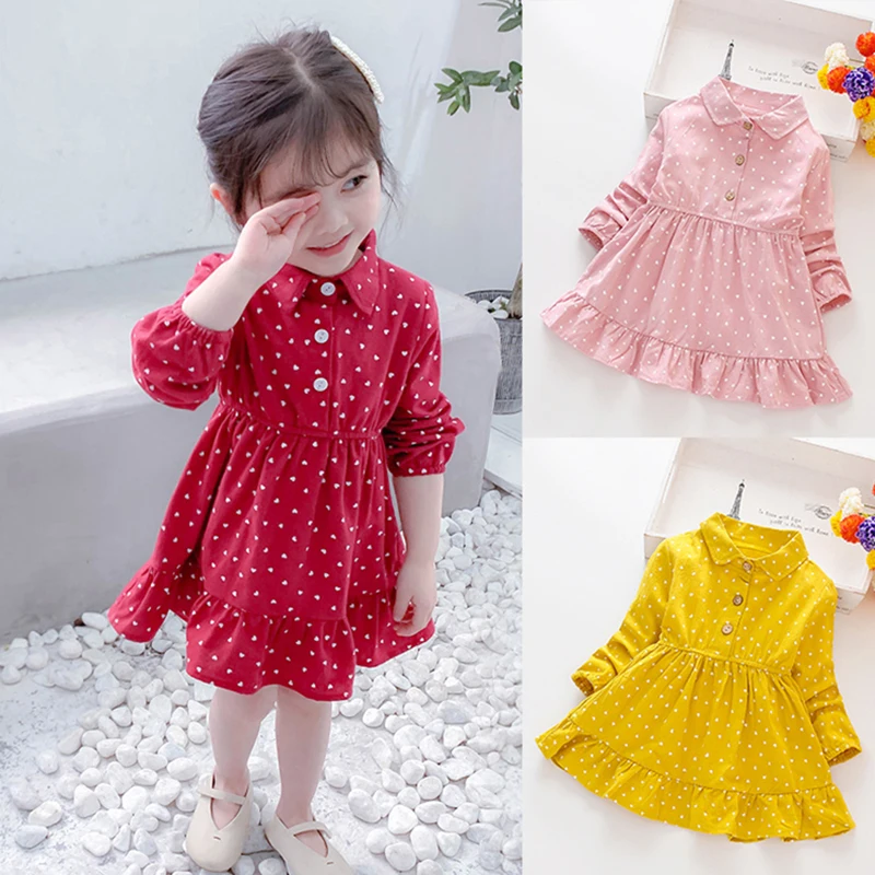2019 Осенние повседневные платья с длинными рукавами для маленьких девочек, Нарядный сарафан принцессы для малышей, осенняя одежда