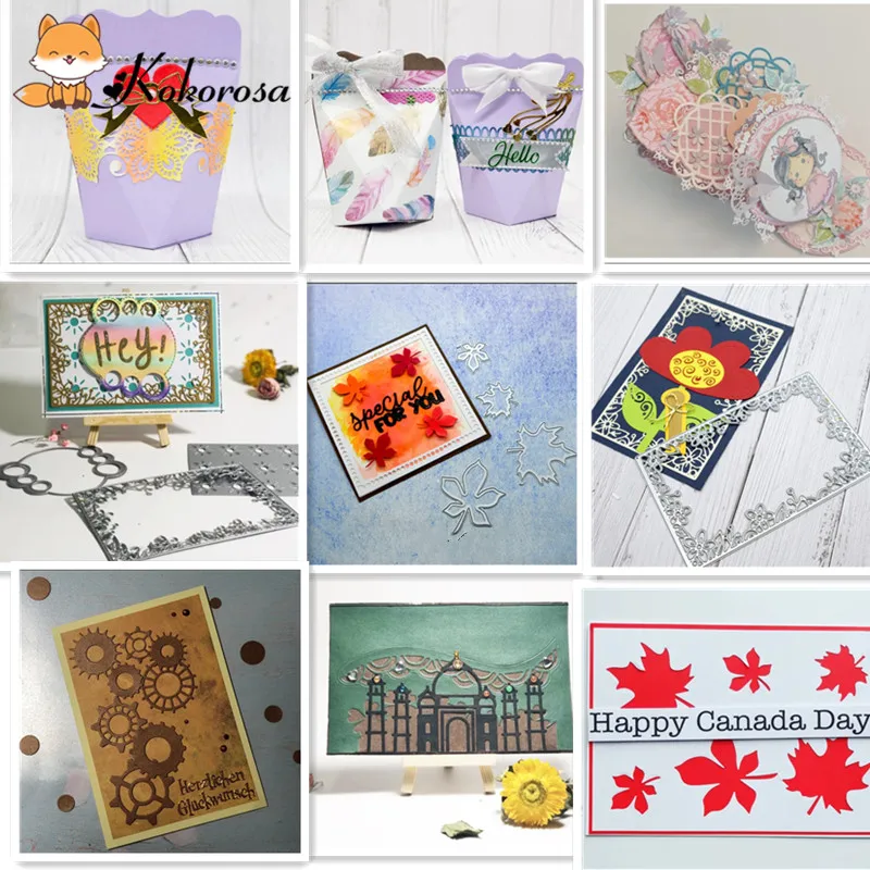 

Kokorosa Cutting Dies Metal Die Cuts Lace Frame Border Leaf Box Die Scrapbooking Album Embossing Stencil Decor Dies