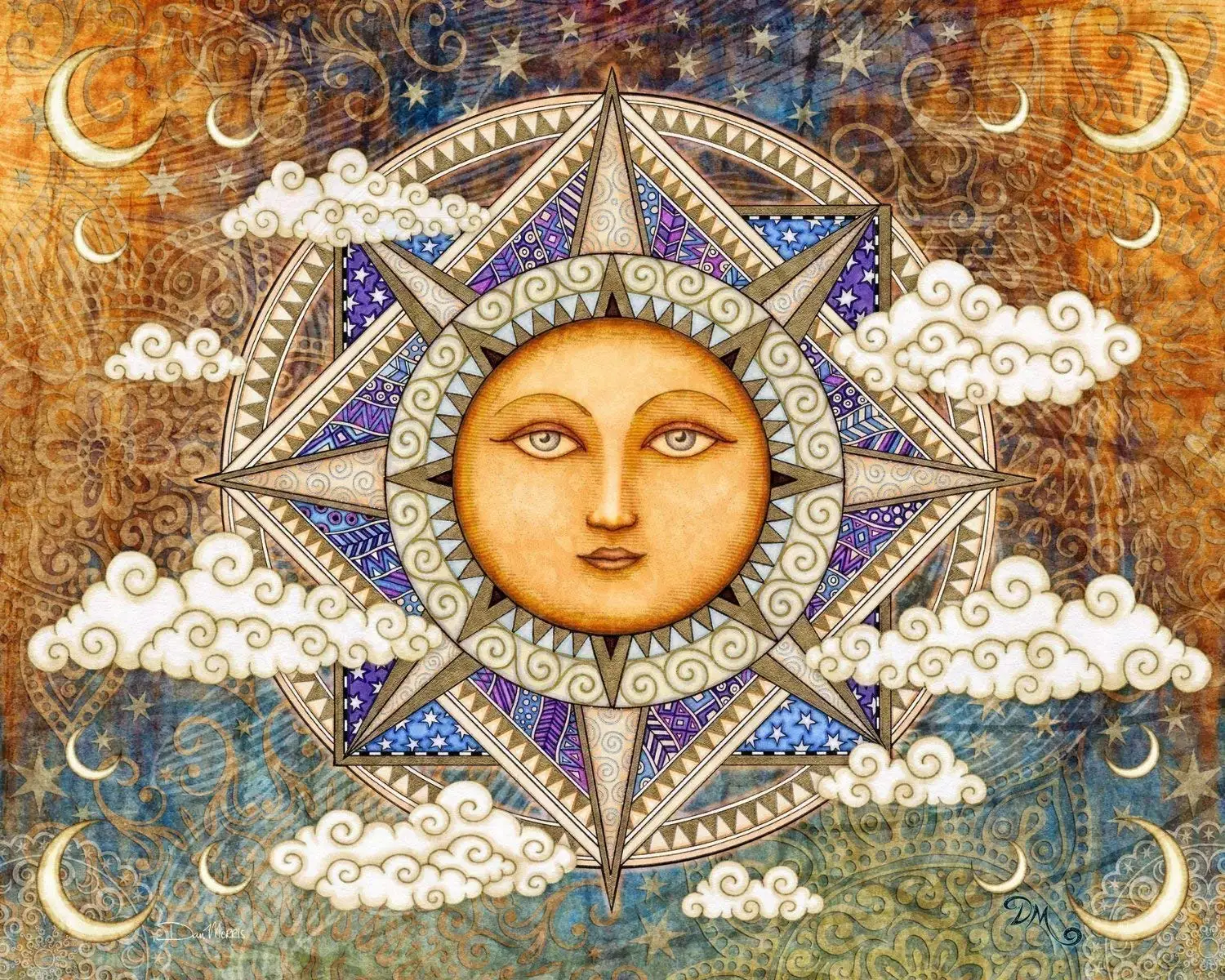 

Bohemian Sun Dial by Artist Dan Morris Print Wall Hanging